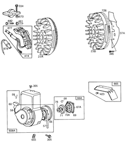 Flywheels,alternator,rewind Diagram and Parts List for 131232-0256-XX  Briggs and Stratton Engine